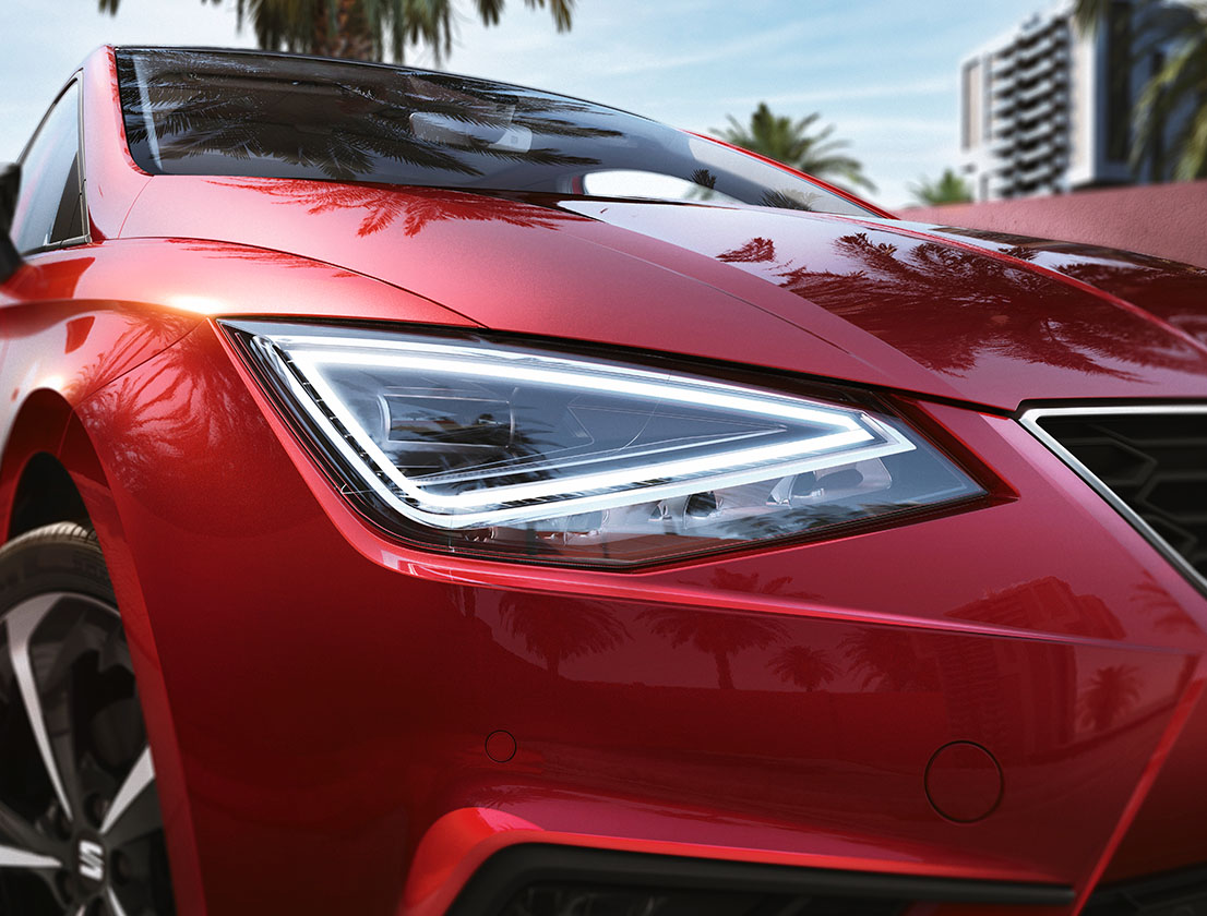 seat ibiza desire red full led headlights