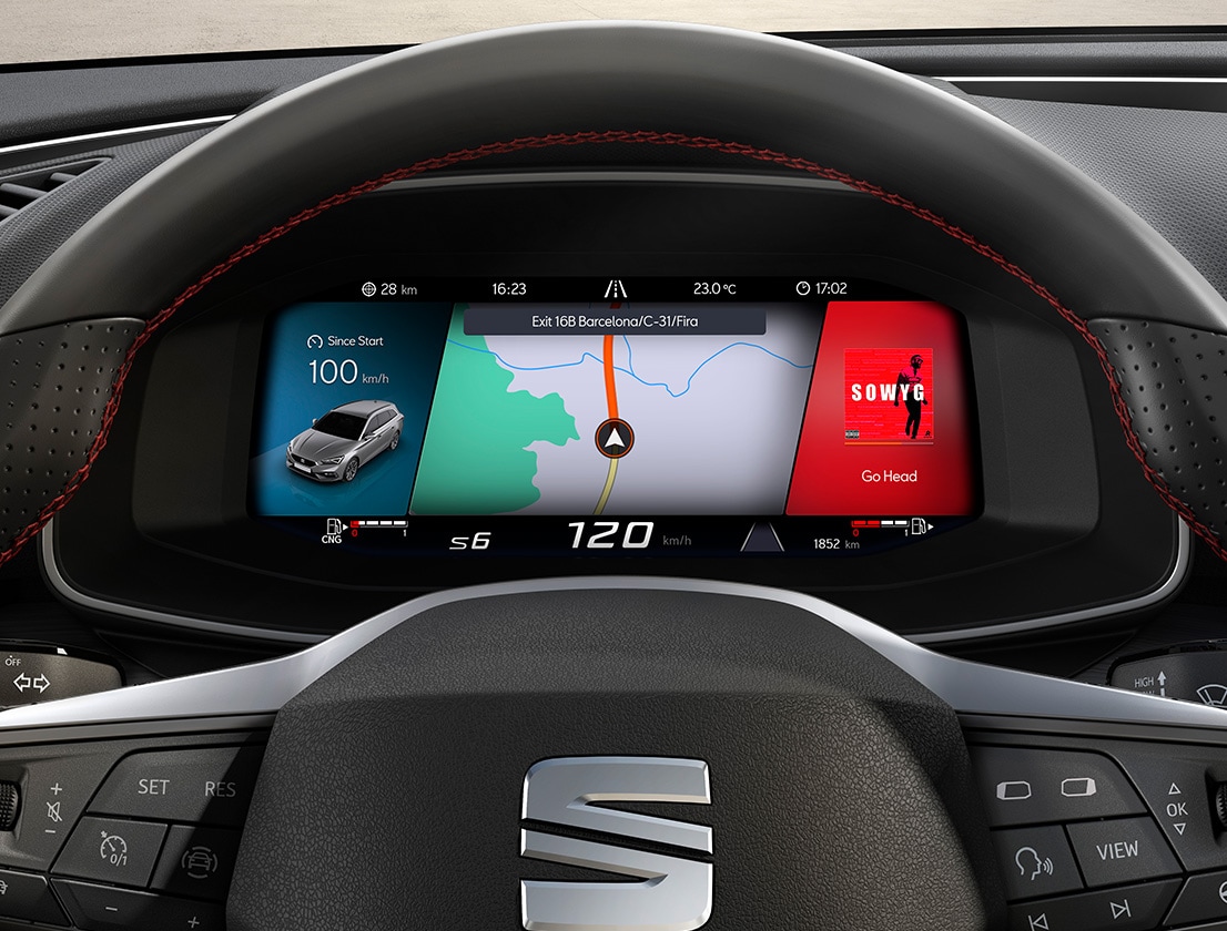 SEAT Leon digital cockpit with adaptive cruise control  